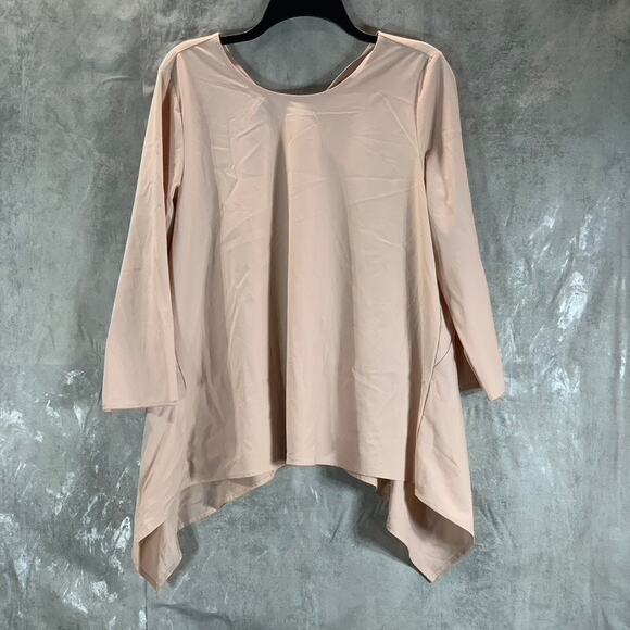 ALFANI Women's Top Prairie Rose Round-Neck 3/4 Sleeve Asymmetrical Hem Top SZ L - Picture 1 of 11